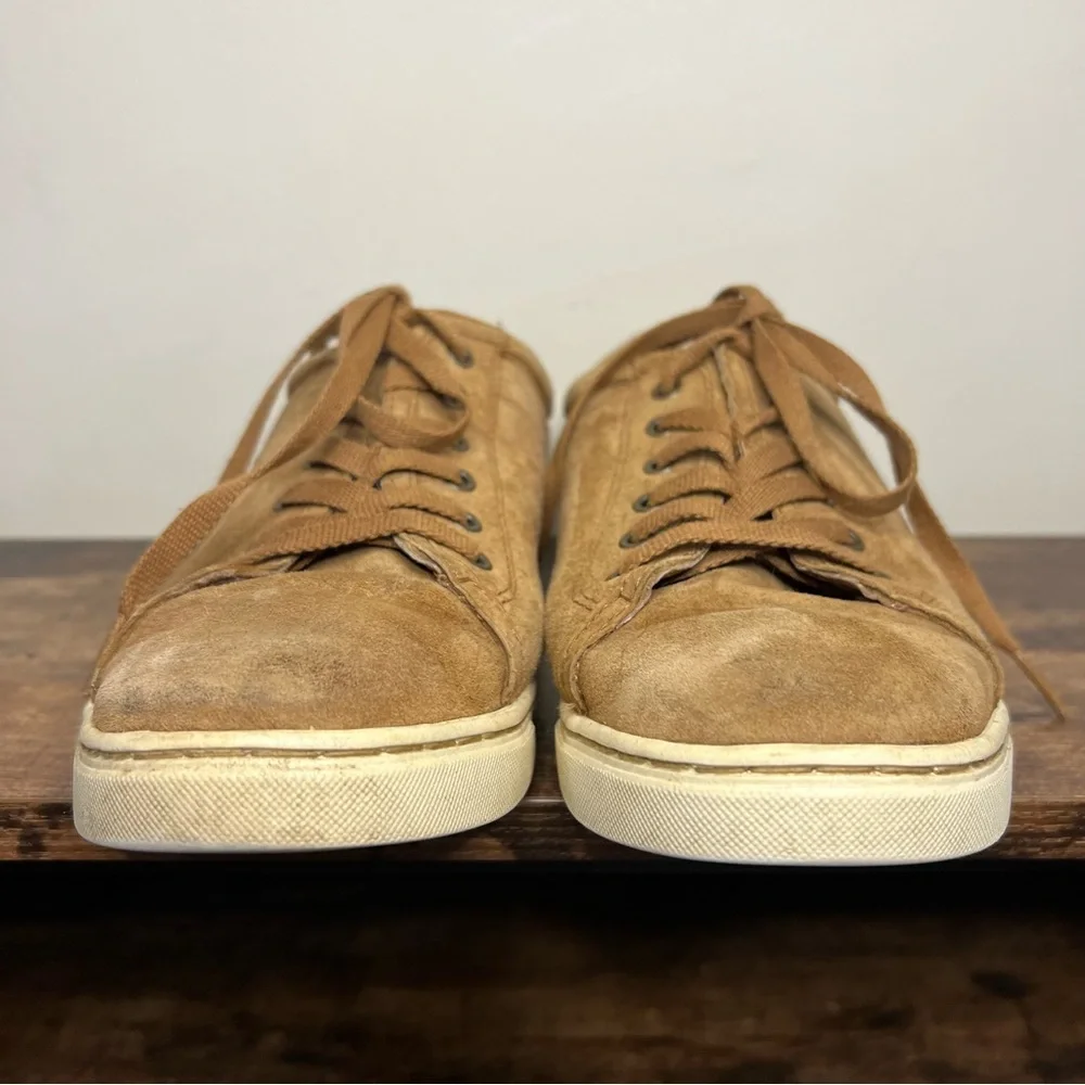 Ugg Brown Tan Suede Leather Sneakers tennis shoes lace up women's 9.5